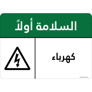 G Signage - "Electricity" - AR - OSHA Safety First Sign