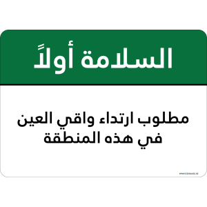 G Signage - "Eye Protection Required In This Area" - AR - OSHA Safety First Sign