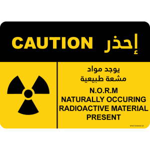 G Signage - "N.O.R.M Naturally Occurring Radioactive Material Present!" - EN-AR - OSHA Caution Sign