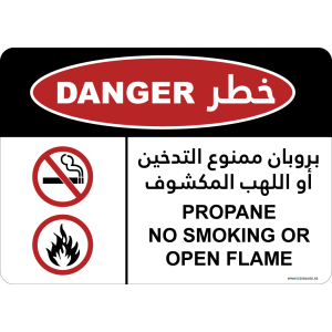 G Signage - "Propane No Smoking Or Open Flame" - EN-AR - OSHA Danger Sign