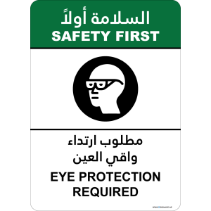 G Signage - "Eye Protection Required" - EN-AR - OSHA Safety First Sign