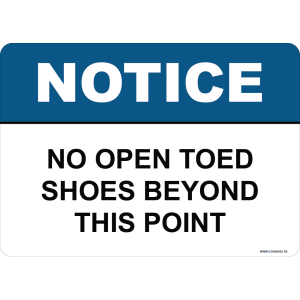 G Signage - "No Open Toed Shoes Beyond This Point" - EN - OSHA Notice Sign