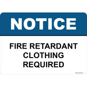 G Signage - "Fire Retardant Clothing Required" - EN - OSHA Notice Sign