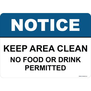 G Signage - "Keep Area Clean No Food Or Drink Permitted" - EN - OSHA Notice Sign