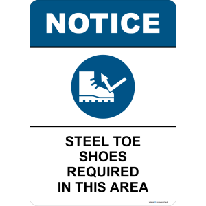 G Signage - "Steel Toe Shoes Required In This Area" - EN - OSHA Notice Sign