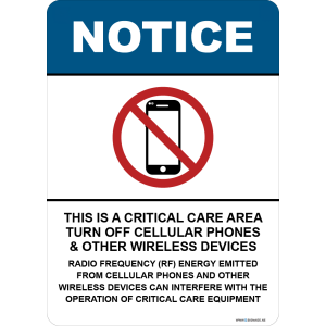 G Signage - "This Is A Critical Care Area Turn Off Cellular Phones and Other Wireless Devices" - EN - OSHA Notice Sign