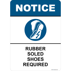 G Signage - "Rubber Soled Shoes Required" - EN - OSHA Notice Sign