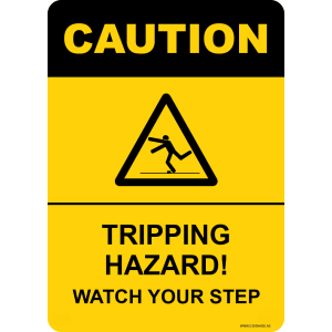 G Signage - "Tripping Hazard Watch Your Step" - EN - OSHA Caution Sign