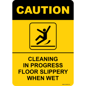 G Signage - "Cleaning In Progress Floor Slippery When Wet" - EN - OSHA Caution Sign