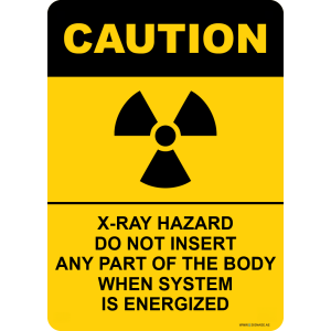 G Signage - "X-Ray Hazard Do Not Insert Any Part Of The Body When System Is Energized" - EN - OSHA Caution Sign