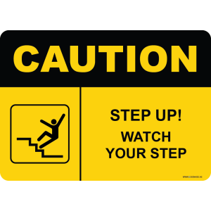 G Signage - "Step Up Watch Your Step" - EN - OSHA Caution Sign