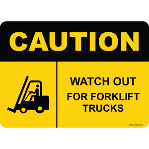 G Signage - "Watch Out For Forklift Trucks" - EN - OSHA Caution Sign