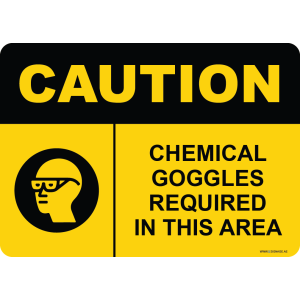 G Signage - "Chemical Goggles Required In This Area" - EN - OSHA Caution Sign