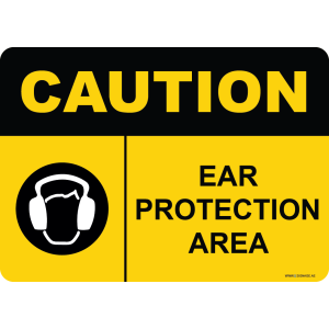 G Signage - "Ear Protection Area" - EN - OSHA Caution Sign