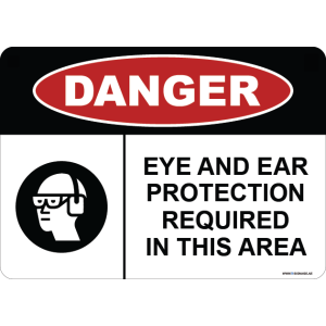 G Signage - "Eye And Ear Protection Required In This Area" - EN - OSHA Danger Sign