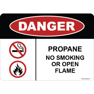 G Signage - "Propane No Smoking Or Open Flame" - EN - OSHA Danger Sign