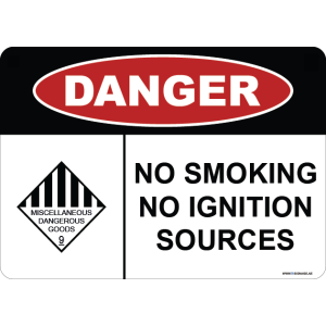 G Signage - "No Smoking No Ignition Sources" - EN - OSHA Danger Sign