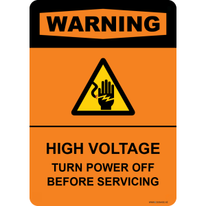 G Signage - "High Voltage turn power off before servicing" - EN - OSHA Warning Sign