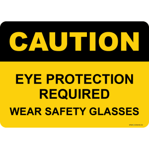 G Signage - "Eye Protection Required Wear Safety Glasses" - EN - OSHA Caution Sign