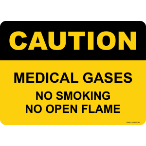 G Signage - "Medical Gases No Smoking No Open Flame" - EN - OSHA Caution Sign