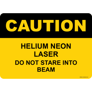 G Signage - "Helium Neon Laser Do Not Stare Into Beam" - EN - OSHA Caution Sign