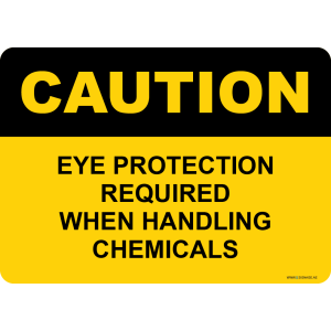 G Signage - "Eye Protection Required When Handling Chemicals" - EN - OSHA Caution Sign