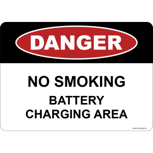 G Signage - "No Smoking Battery Charging Area" - EN - OSHA Danger Sign