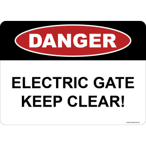 G Signage - "Electric Gate Keep Clear" - EN - OSHA Danger Sign