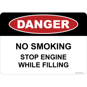 G Signage - "No Smoking Stop Engine While Filling" - EN - OSHA Danger Sign