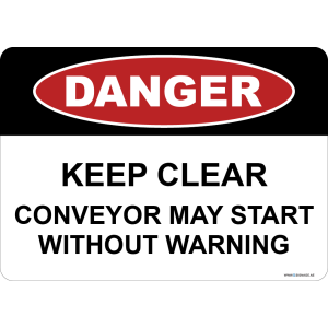 G Signage - "Keep Clear Conveyor May Start Without Warning" - EN - OSHA Danger Sign