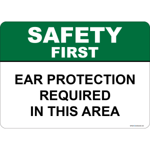 G Signage - "Ear Protection Required In This Area" - EN - OSHA Safety First Sign